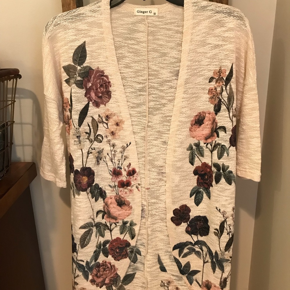 3/4 Sleeve Floral Print Cardigan 🌼